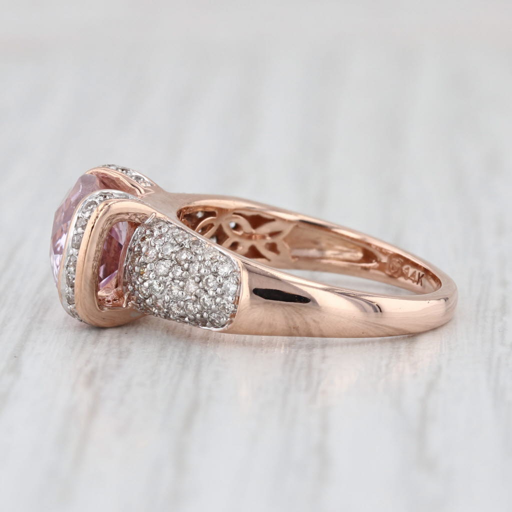 3.32ctw Pink Kunzite Diamond Ring 14k Rose Gold Size 7