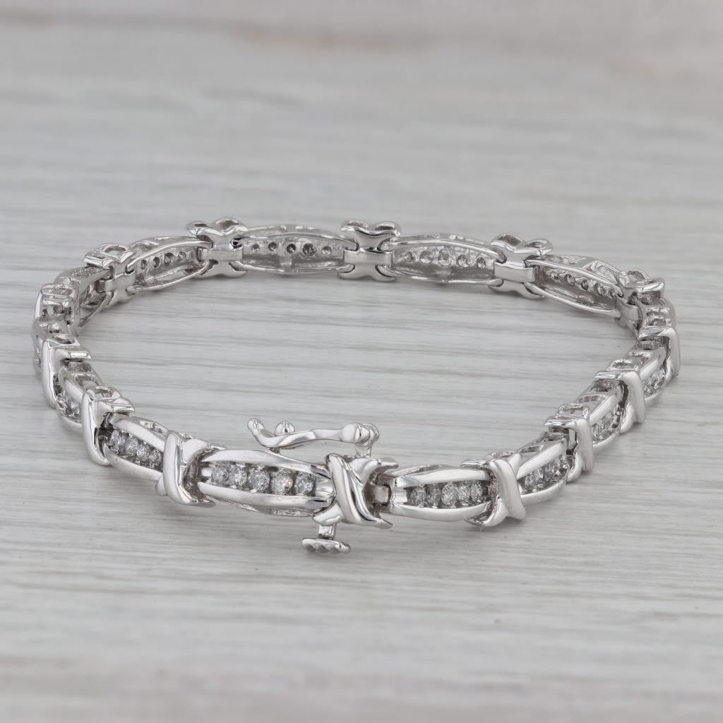 Gray 0.75ctw Diamond Tennis Bracelet 10k White Gold 6.75" 4.6mm