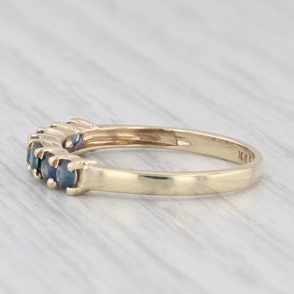 Light Gray 0.65ctw Blue Sapphire Ring 10k Yellow Gold Stackable Wedding Band