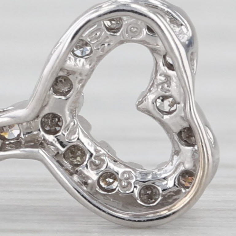 0.23ctw Diamond Skeleton Key Heart Pendant 10k White Gold Floating Drop