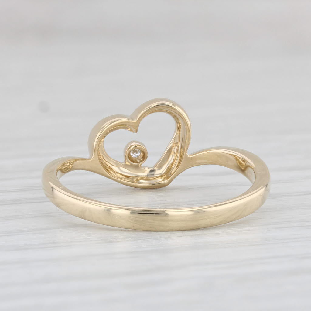 Light Gray Diamond Accented Heart Ring 14k Yellow Gold Size 7.5