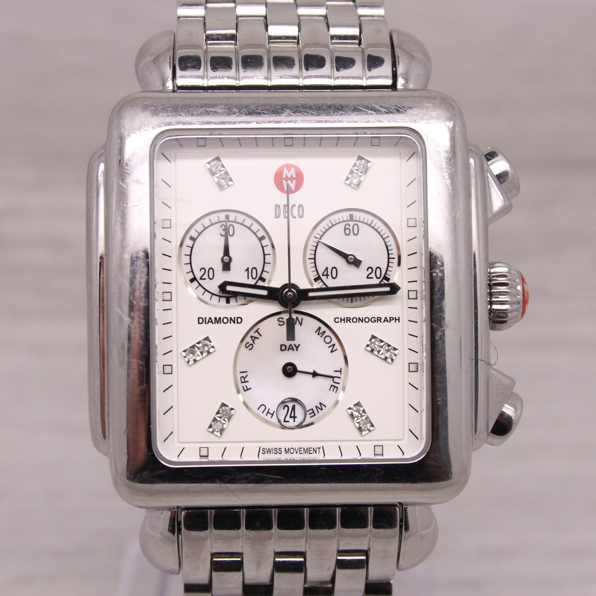 Michele Deco Chronograph Stainless Steel and Diamond Watch Michele Deco Diamond Noir Chronograph | Chicago Pawners  main image 4