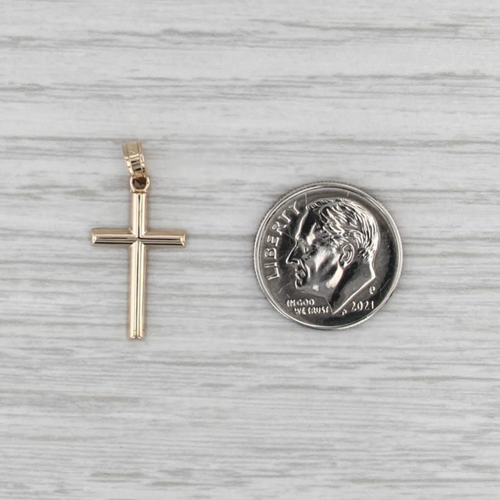 New Small Cross Pendant 14k Yellow Gold Religious Jewelry