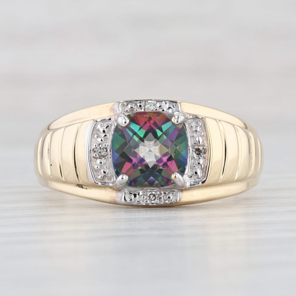 Light Gray 2.90ct Mystic Topaz Diamond Ring 10k Yellow Gold Size 12.5 Men's