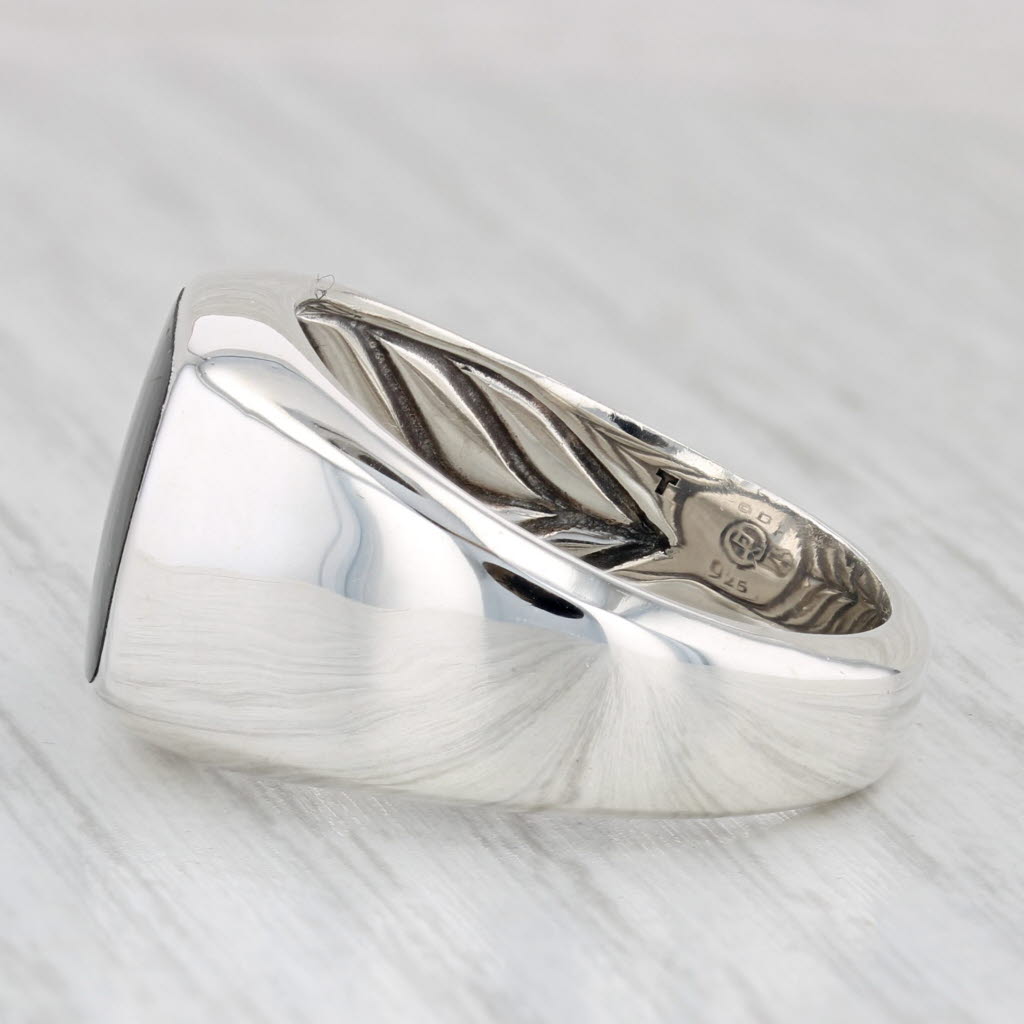 Light Gray David Yurman Onyx Solitaire Signet Ring Sterling Silver Size 9.75 Men's