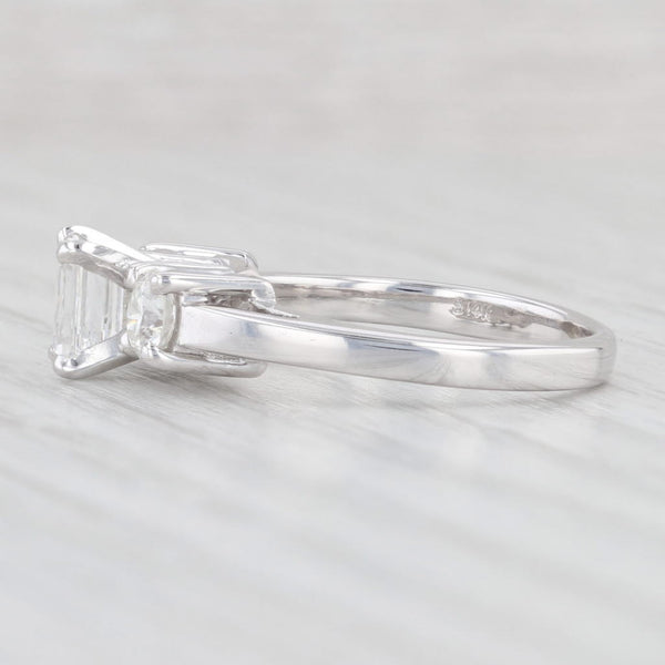 Light Gray 1.14ctw Emerald Cut Diamond Engagement Ring 14k White Gold 3-Stone Size 6.5