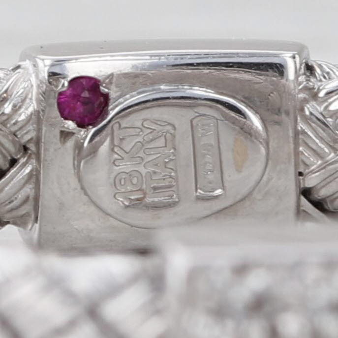 Roberto Coin Diamond Basket Weave Station Ring 18k White Gold Band Stackable