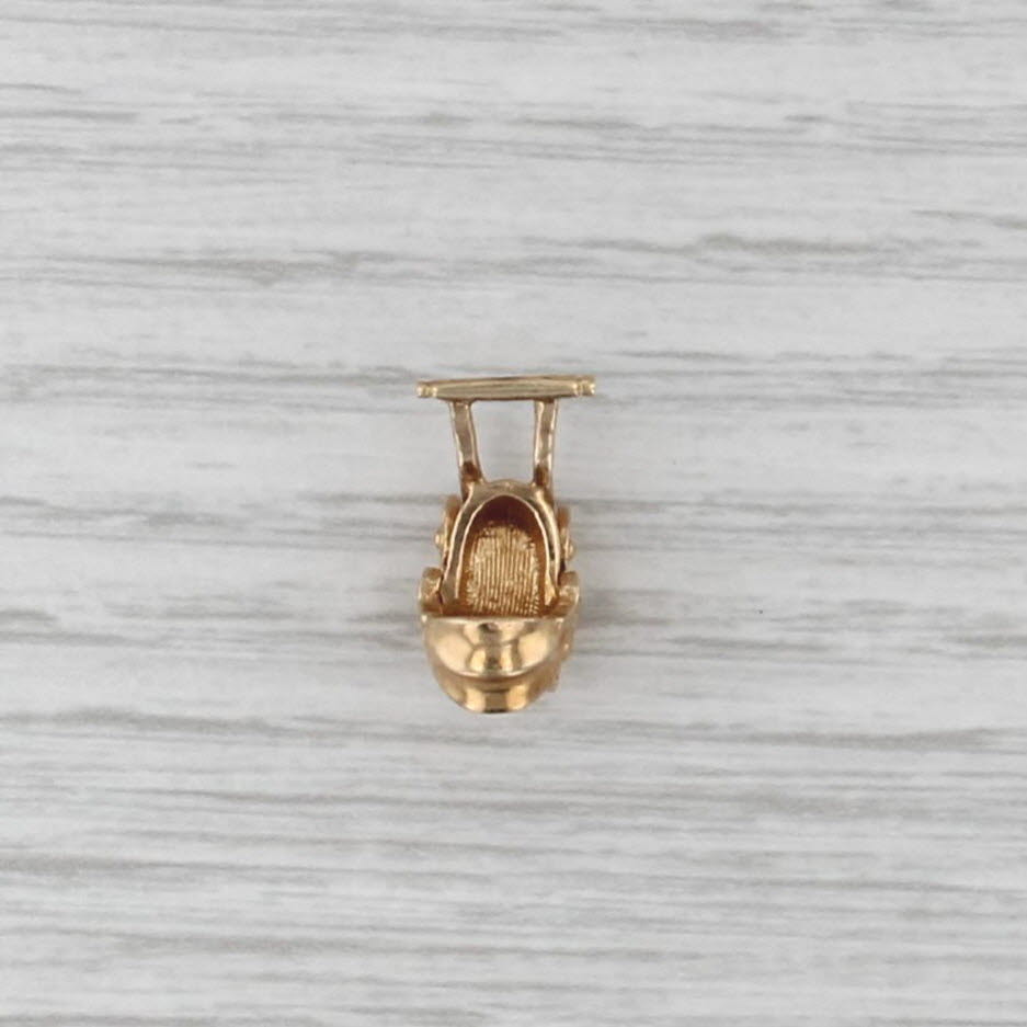 Vintage Baby Stroller Charm 14k Yellow Gold New Mom Small Keepsake Pendant