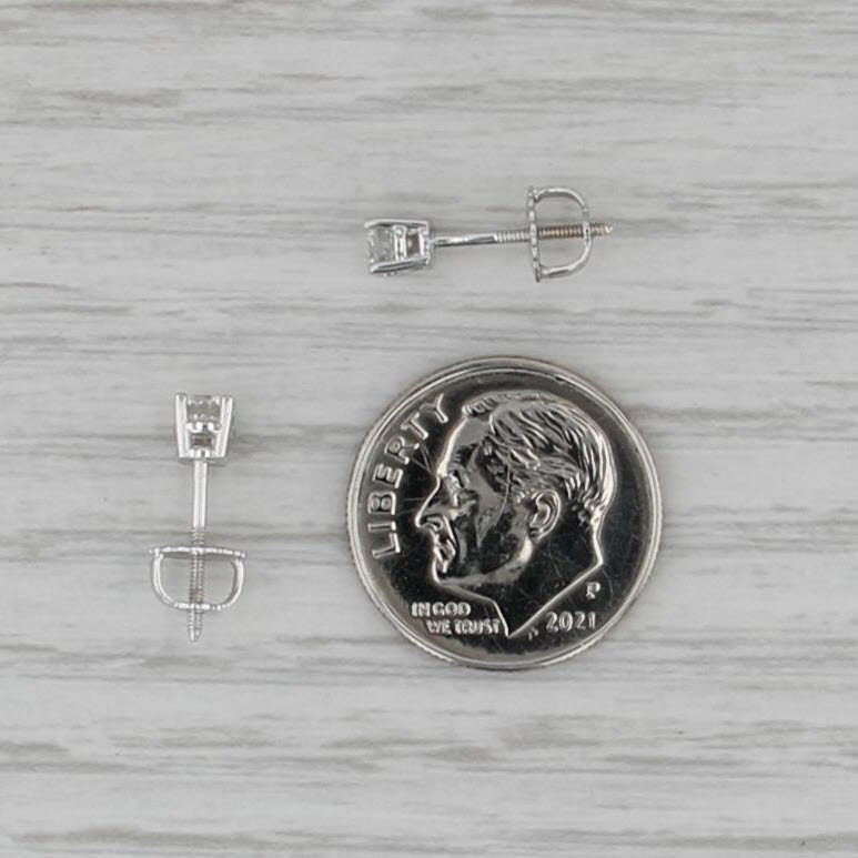 0.30ctw Diamond Solitaire Stud Earrings 18k White Gold Round Studs GSI Copy