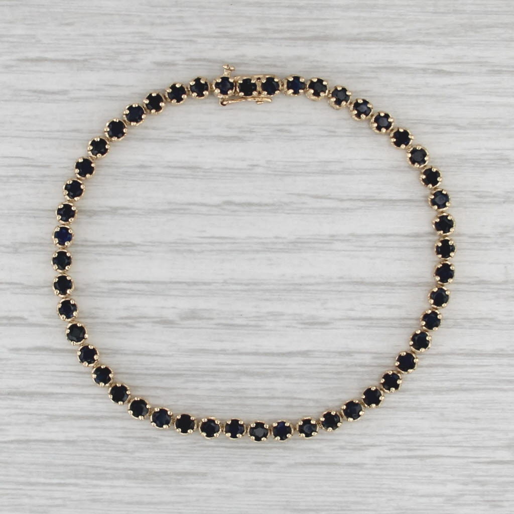 6.50ctw Blue Sapphire Tennis Bracelet 14k Yellow Gold 7.5" 3.7mm