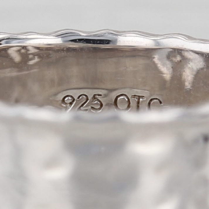 New Diamond Cutout Wide Ring Sterling Silver Size 6.75 Interlocking Band