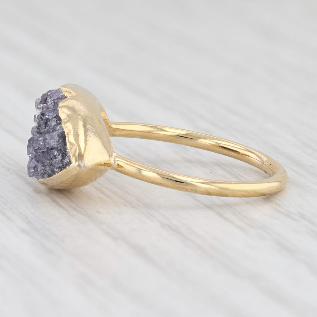 New Nina Wynn Amethyst Druzy Ring Sterling Silver 22k Gold Vermeil Size 7