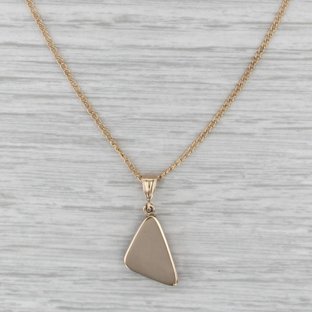 Triangle Cabochon Opal Pendant Necklace 14k Yellow Gold 17.5" Curb Chain