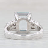 Light Gray 4.15ctw Aquamarine Diamond Ring 14k White Gold Size 7.75