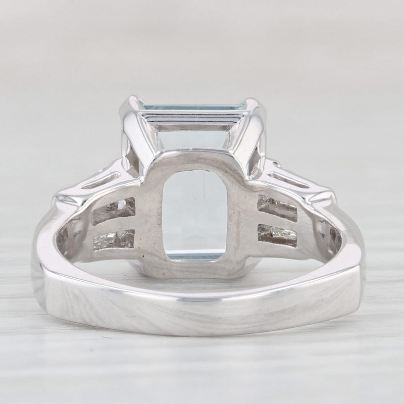 Light Gray 4.15ctw Aquamarine Diamond Ring 14k White Gold Size 7.75