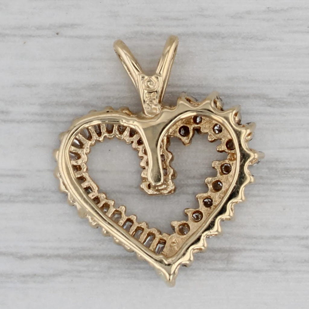 Gray 0.36ctw Diamond Open Heart Pendant14k Yellow Gold