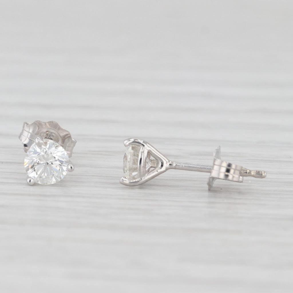 Light Gray New 0.52ctw Diamond Solitaire Stud Earrings 18k White Gold