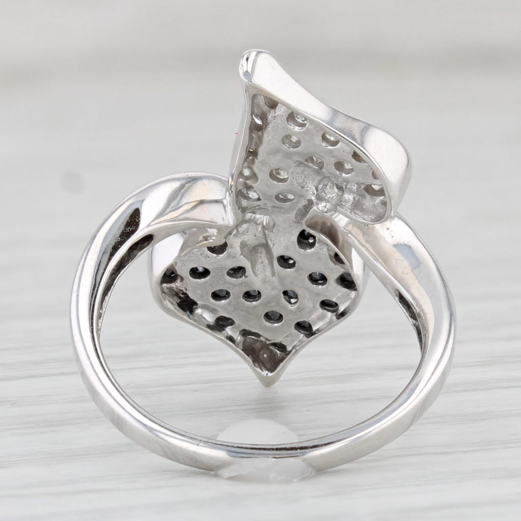 Light Gray 0.28ctw Black White Hearts Aces Ring 14k White Gold Size 5 Bypass