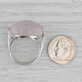 Rose Quartz 0.33ctw Diamond Ring 14k White Gold Size 6.5 Cocktail Oval Cabochon