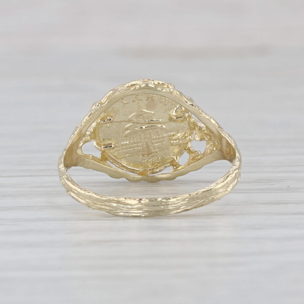 Chinese Panda Coin Copy Ring 10k Yellow Gold Size 7