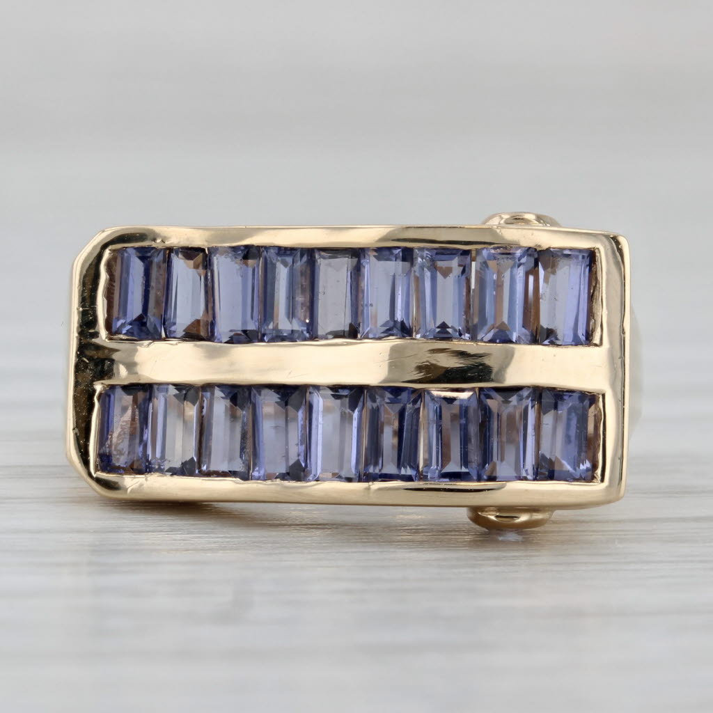 Gray 1.98ctw Iolite Tanzanite Ring 14k Yellow Gold Size 7 Abstract Cocktail