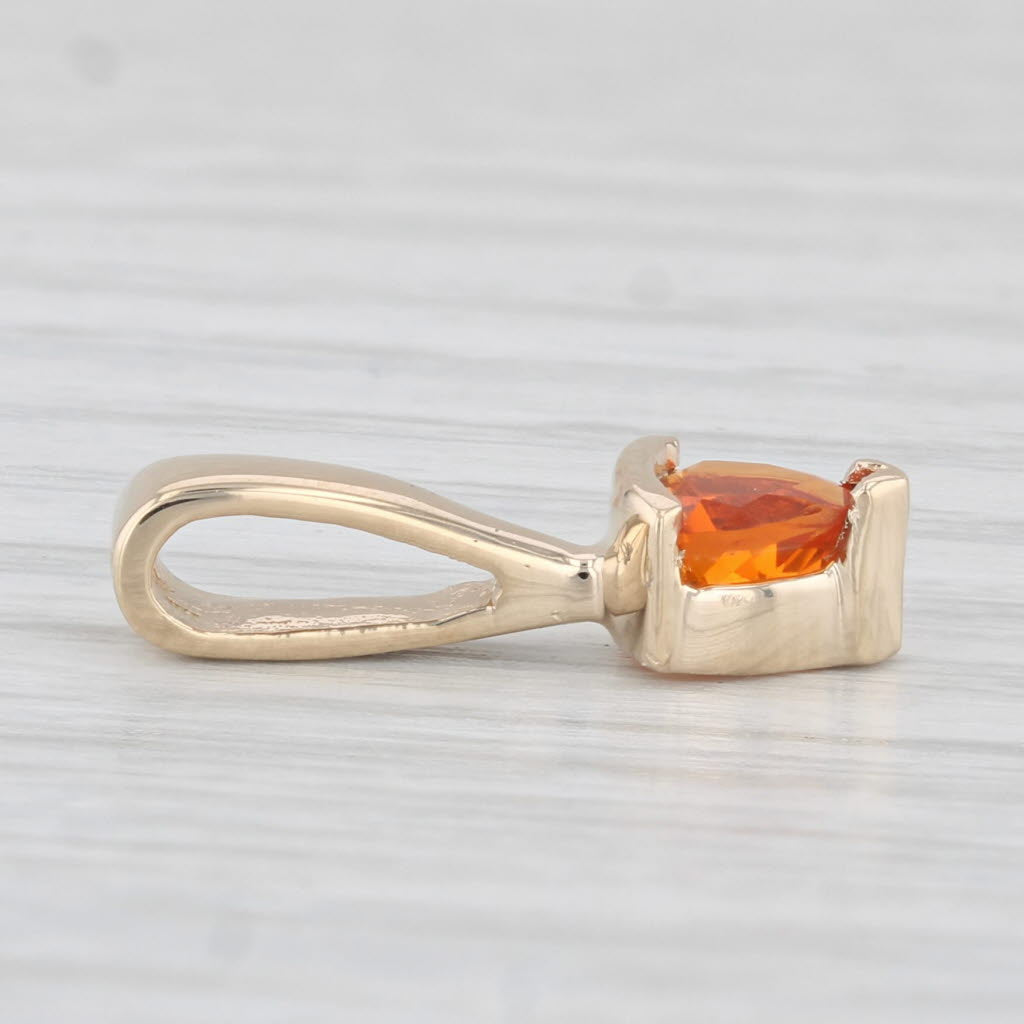 Light Gray 0.28ct Orange Fire Opal Pendant 14k Yellow Gold Small Solitaire Drop