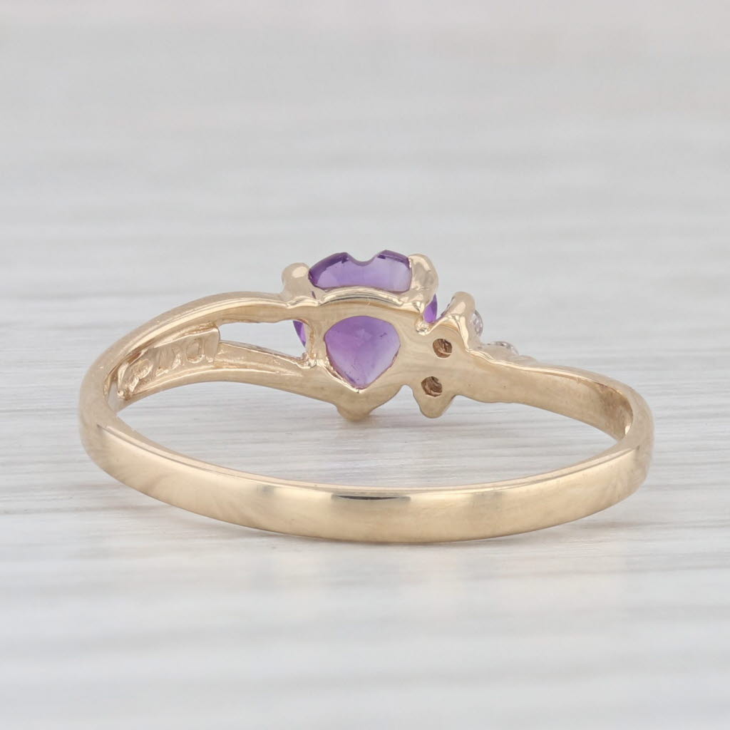 Light Gray 4.40ctw Amethyst Heart Cubic Ziroconia 10k Yellow Gold Ring Size 7