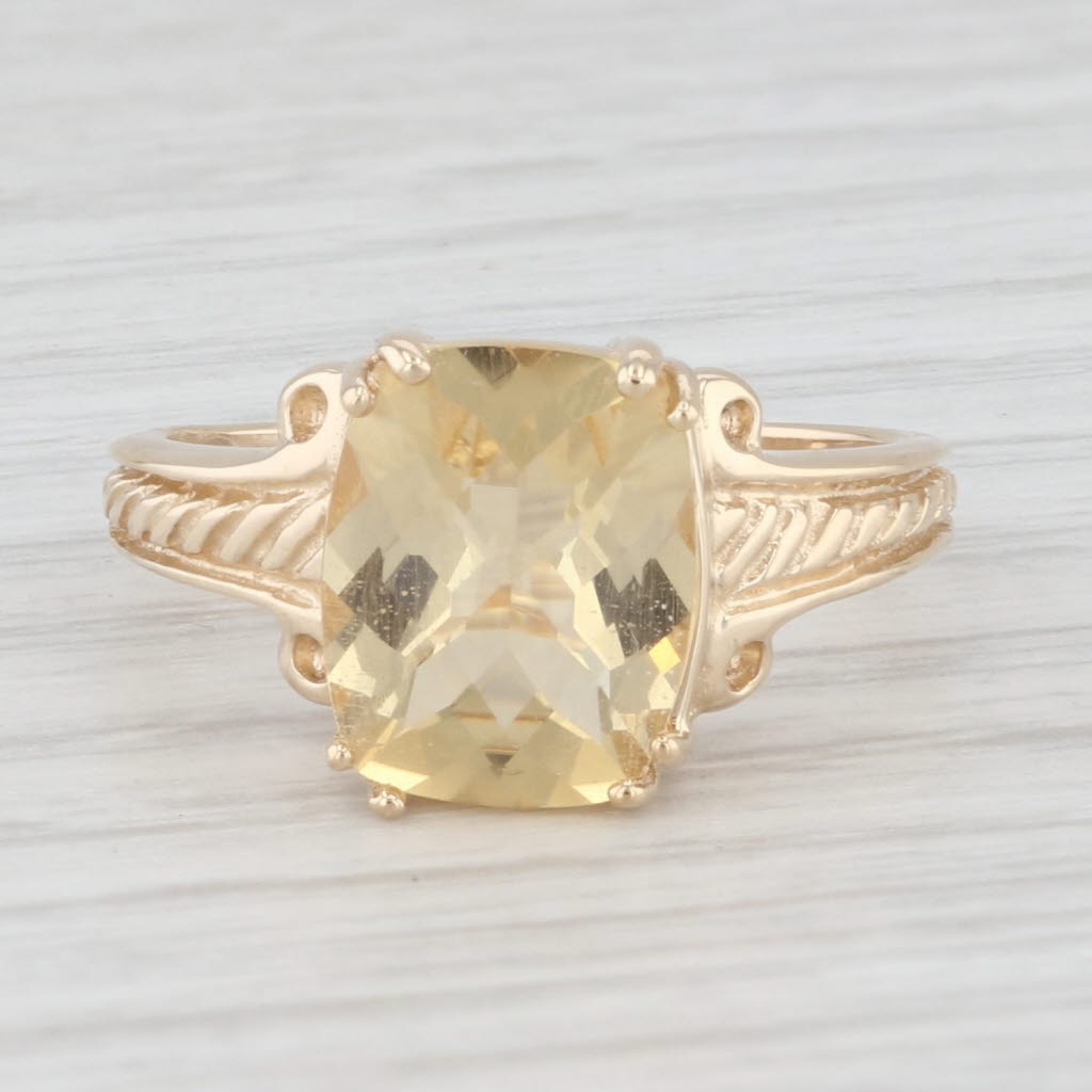 Light Gray 2.95ct Yellow Heliodor Solitaire Ring 14k Yellow Gold Size 6.25