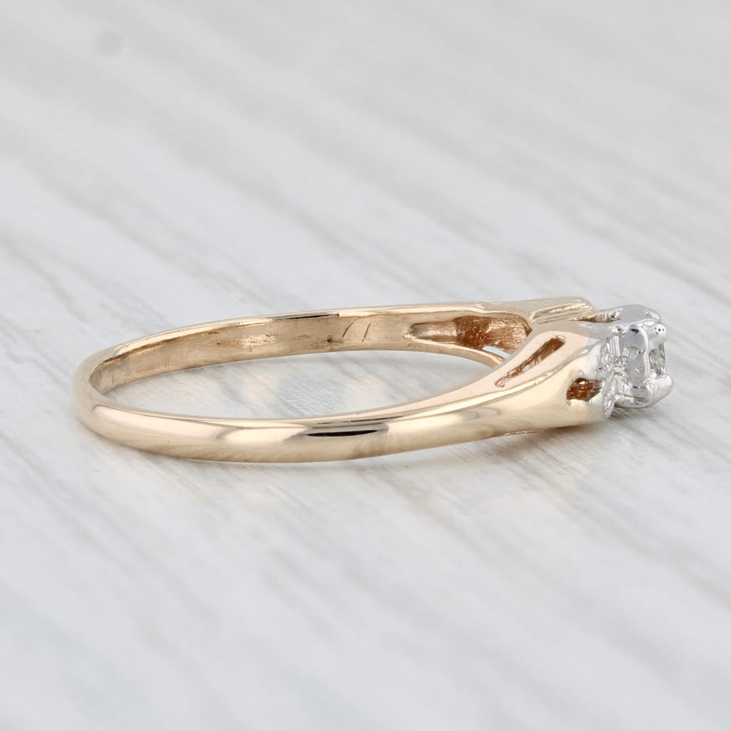 Light Gray Vintage Diamond Ring 14k Yellow Gold Size 6.75 Engagement Round Solitaire