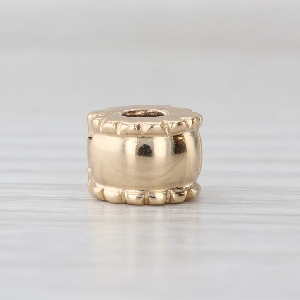 Authentic Pandora 750256 Beveled Clip Lock Charm 14k Gold 585 ALE