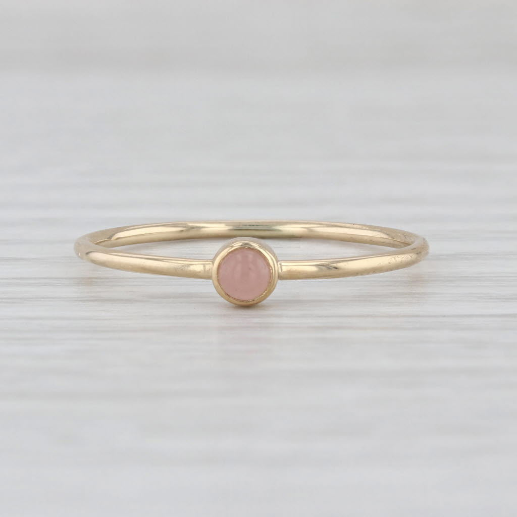 Pink Rose Quartz Solitaire Ring 14k Yellow Gold Size 9 Stackable
