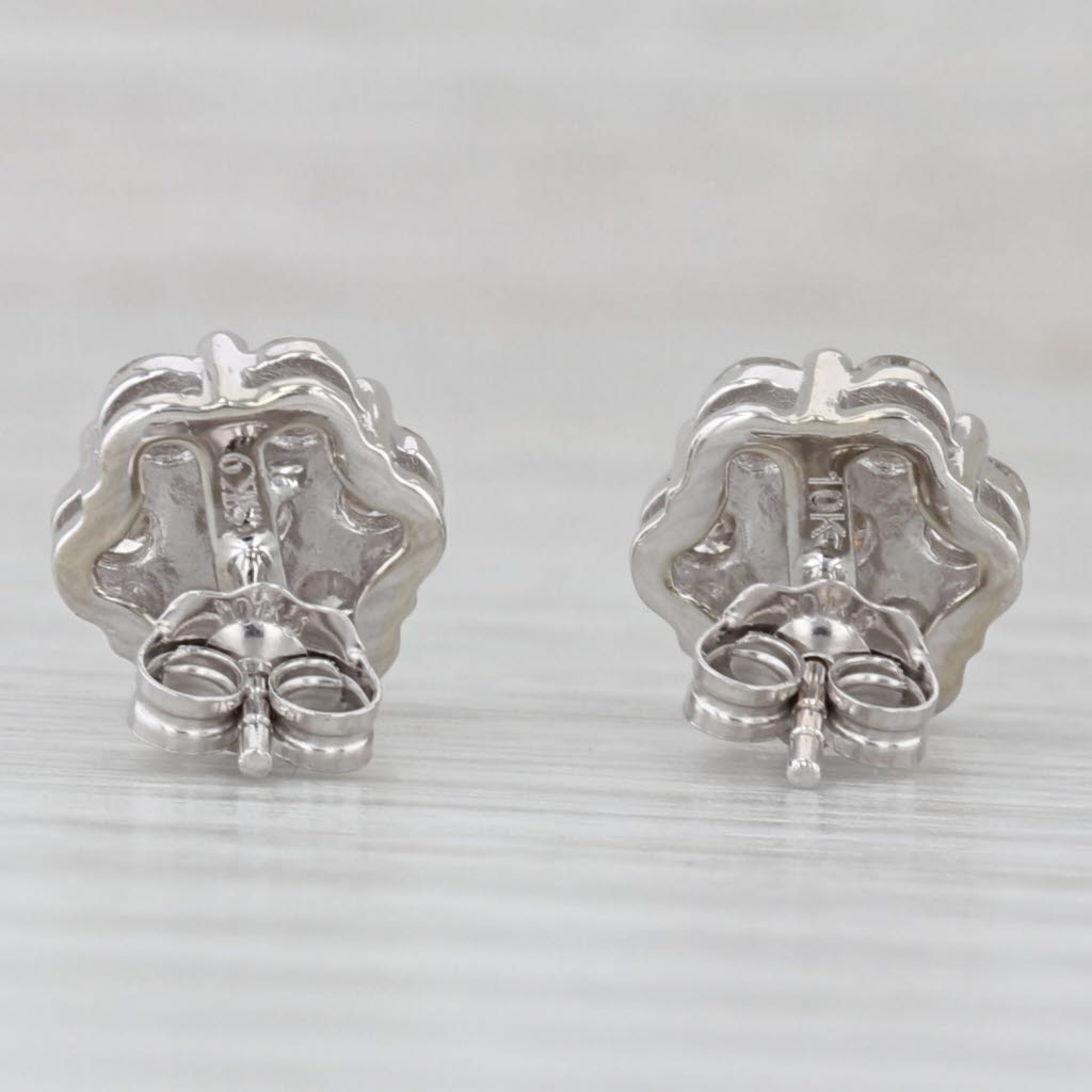 Gray 0.80ctw Diamond Flower Cluster Stud Earrings 10k White Gold