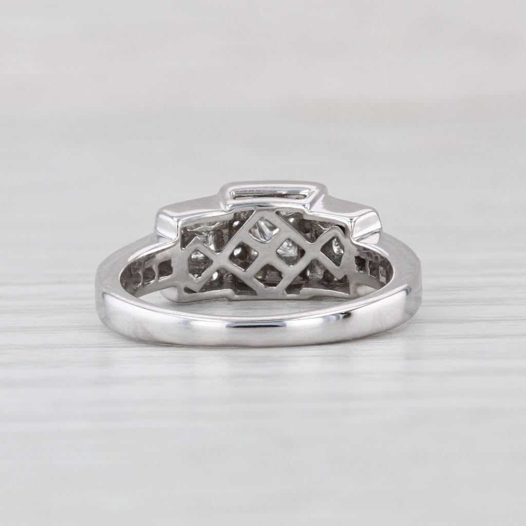 0.52ctw Diamond Engagement Ring 14k White Gold Size 5.5 3-Stone Halos
