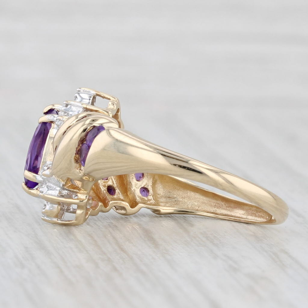 Light Gray 0.85ctw Amethyst Diamond Ring 10k Yellow Gold Size 7.25