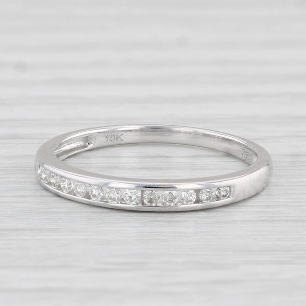 0.15ctw Diamond Wedding Band 10k White Gold Size 6.75 Stackable Ring