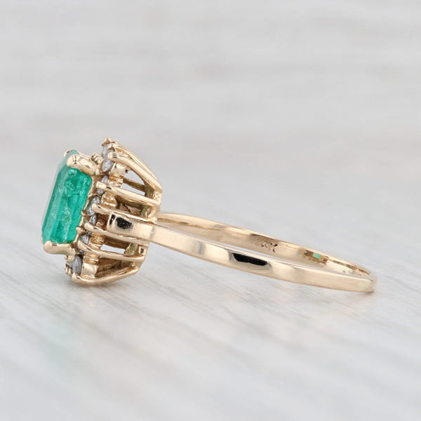 2.40ctw Emerald Diamond Halo Ring 14k Yellow Gold Size 10.75 Engagement