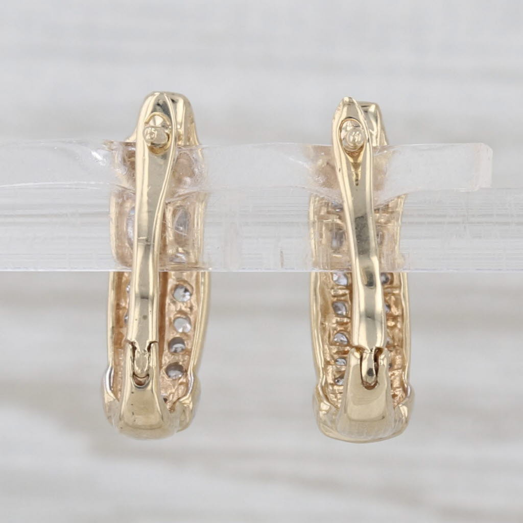 0.16ctw Diamond Drop Earrings 10k Yellow Gold Snap Top Backs