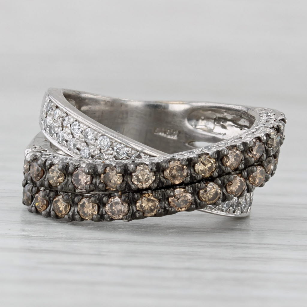 Gray 1.37ctw Diamond Overlay Ring Argyle Champagne White Diamonds 18k Gold Size 6
