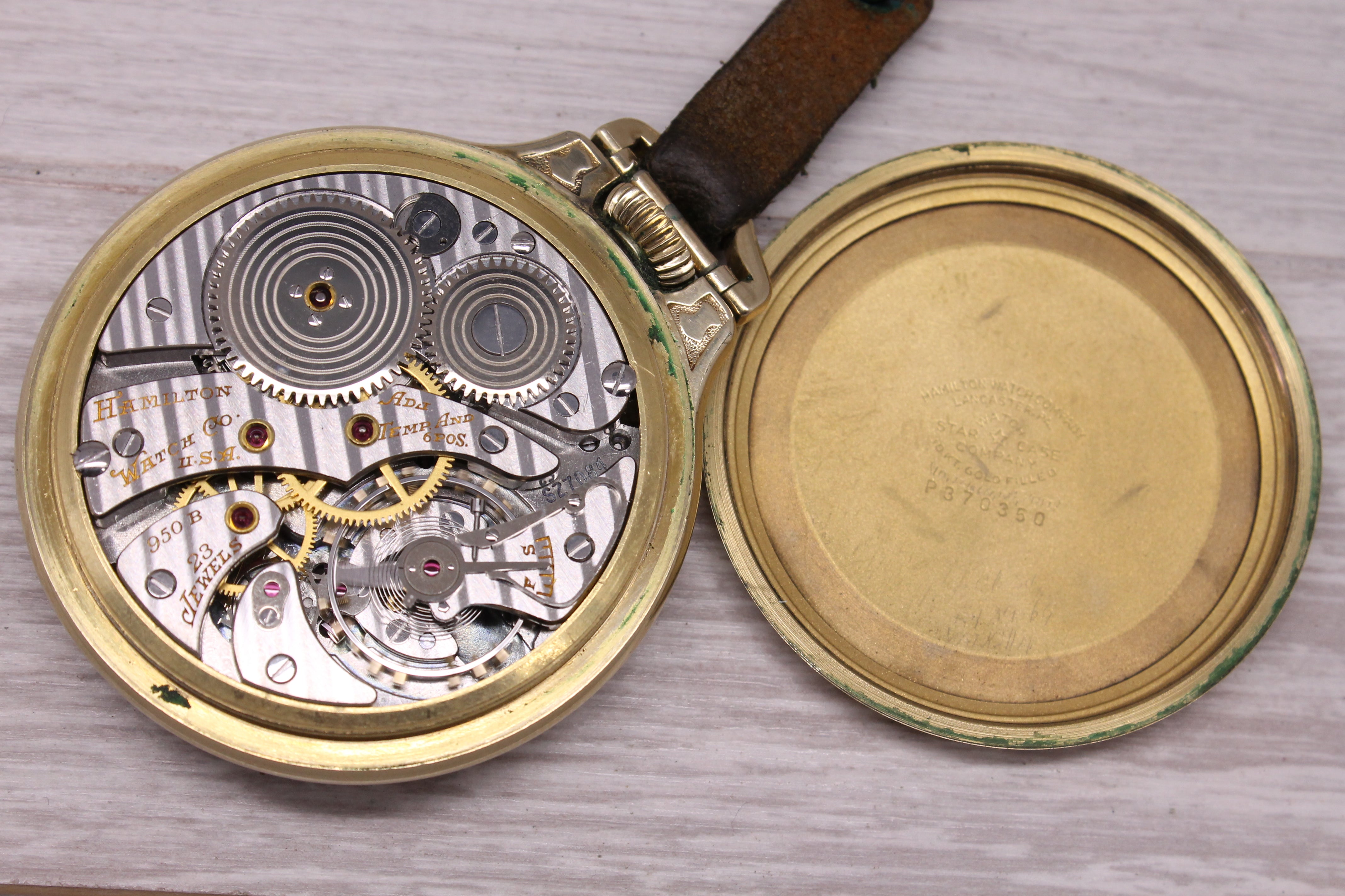 Hamilton 950B Railway Special 16s BOC Star Case w/ Gold Filled Chain & Whistle