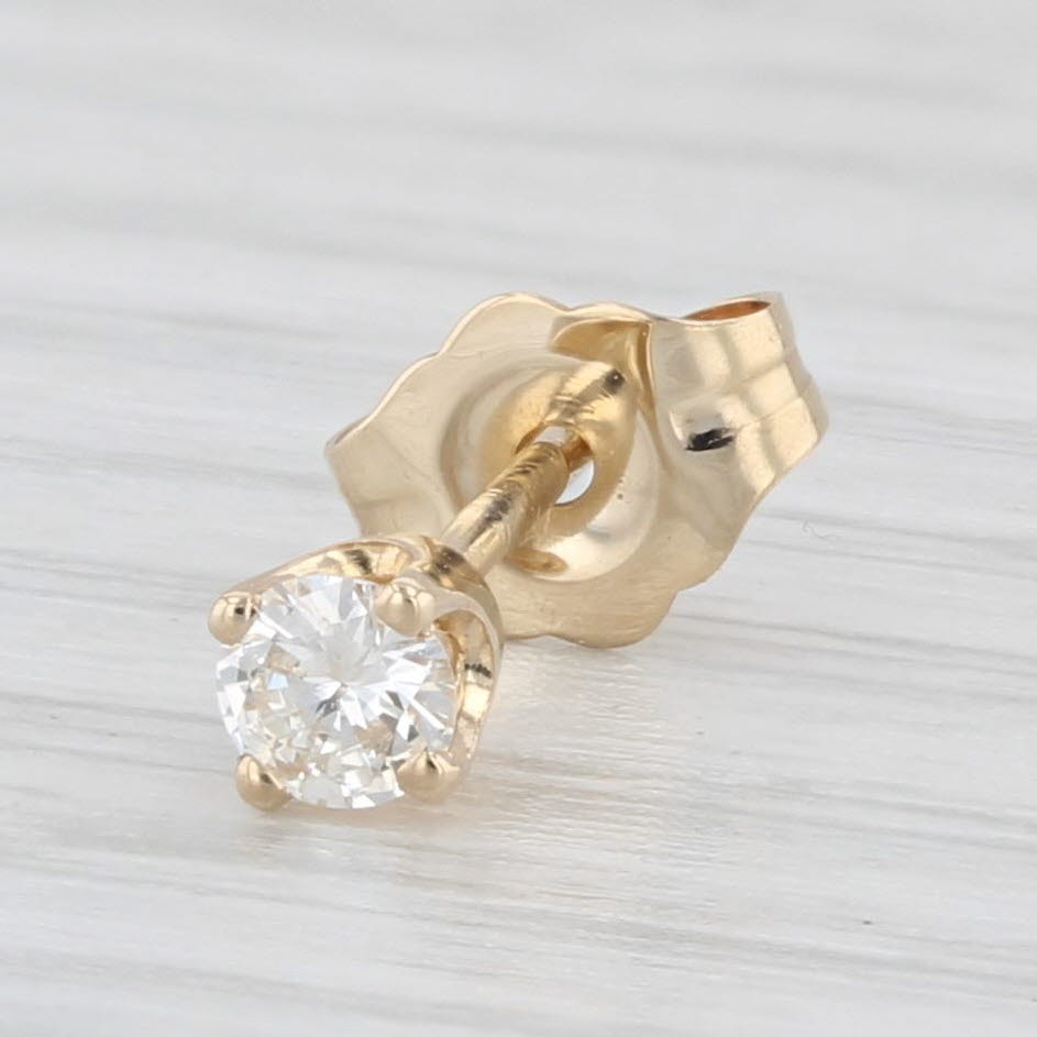 Light Gray Single Round 0.10ct VS2 Diamond Solitaire Stud Earring 10k Yellow Gold Pierced