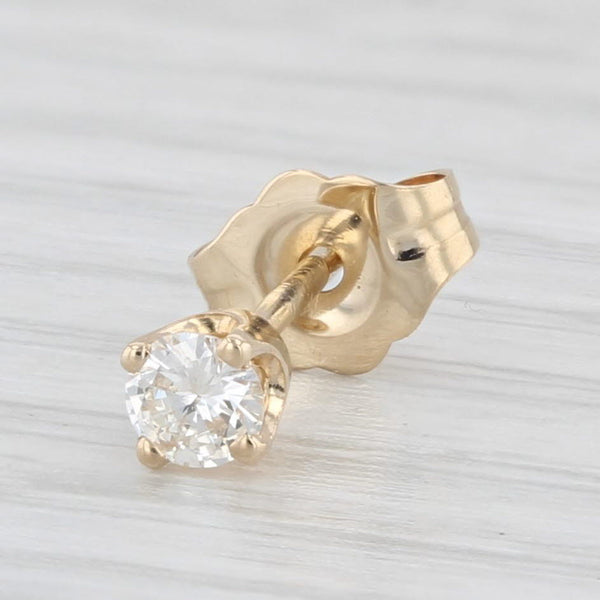 Single Round 0.10ct VS2 Diamond Solitaire Stud Earring 10k Yellow Gold Pierced