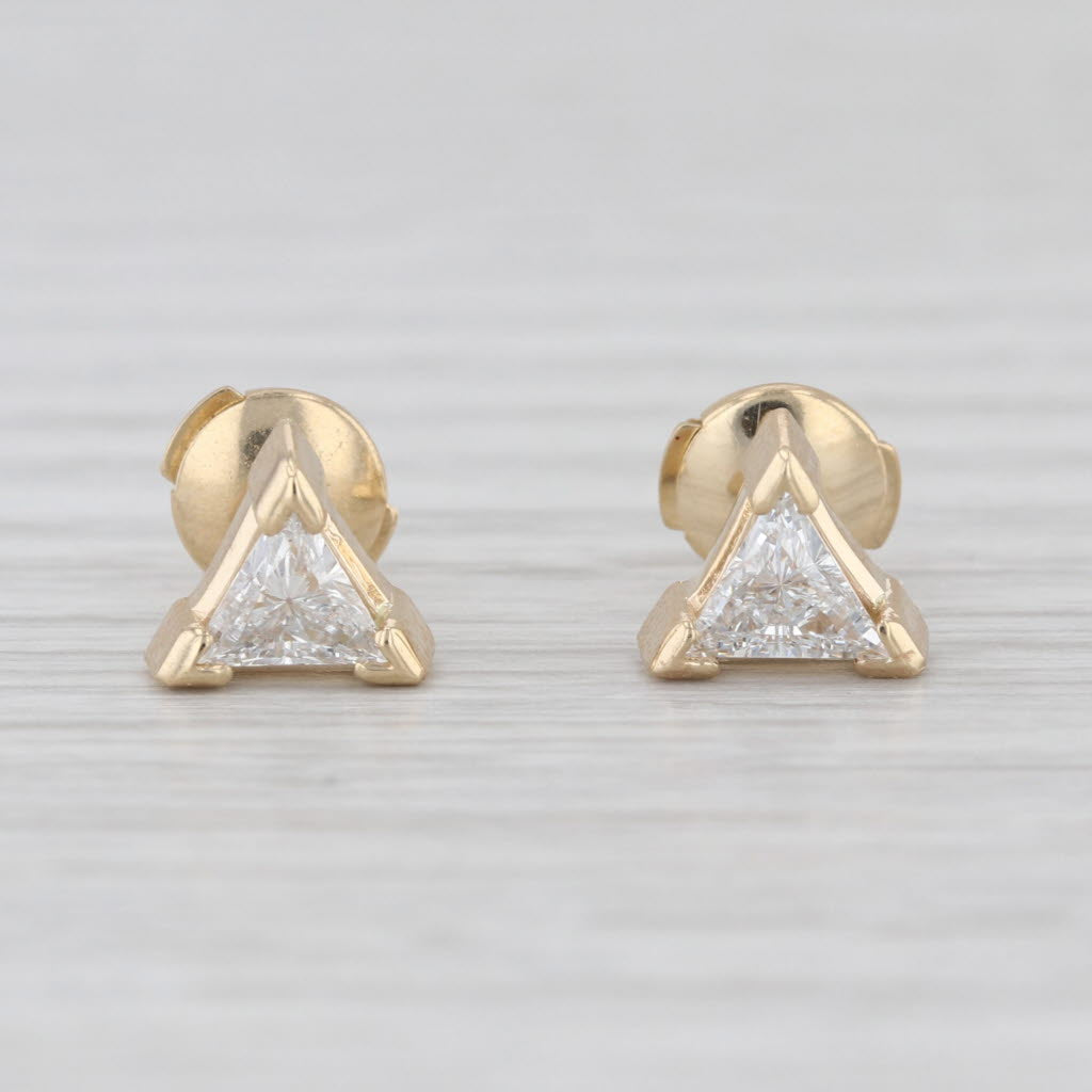 New 1.24ctw VS1 E Trillion Lab Grown Diamond Stud Earrings 14k Gold Studs