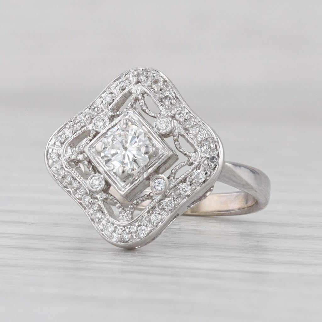 0.60ctw Diamond Openwork Ring 14k White Gold Size 5.75 Engagement