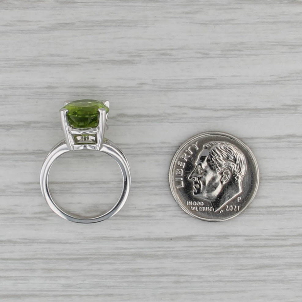 5.25ct Oval Peridot Solitaire Ring 14k White Gold Size 3.5