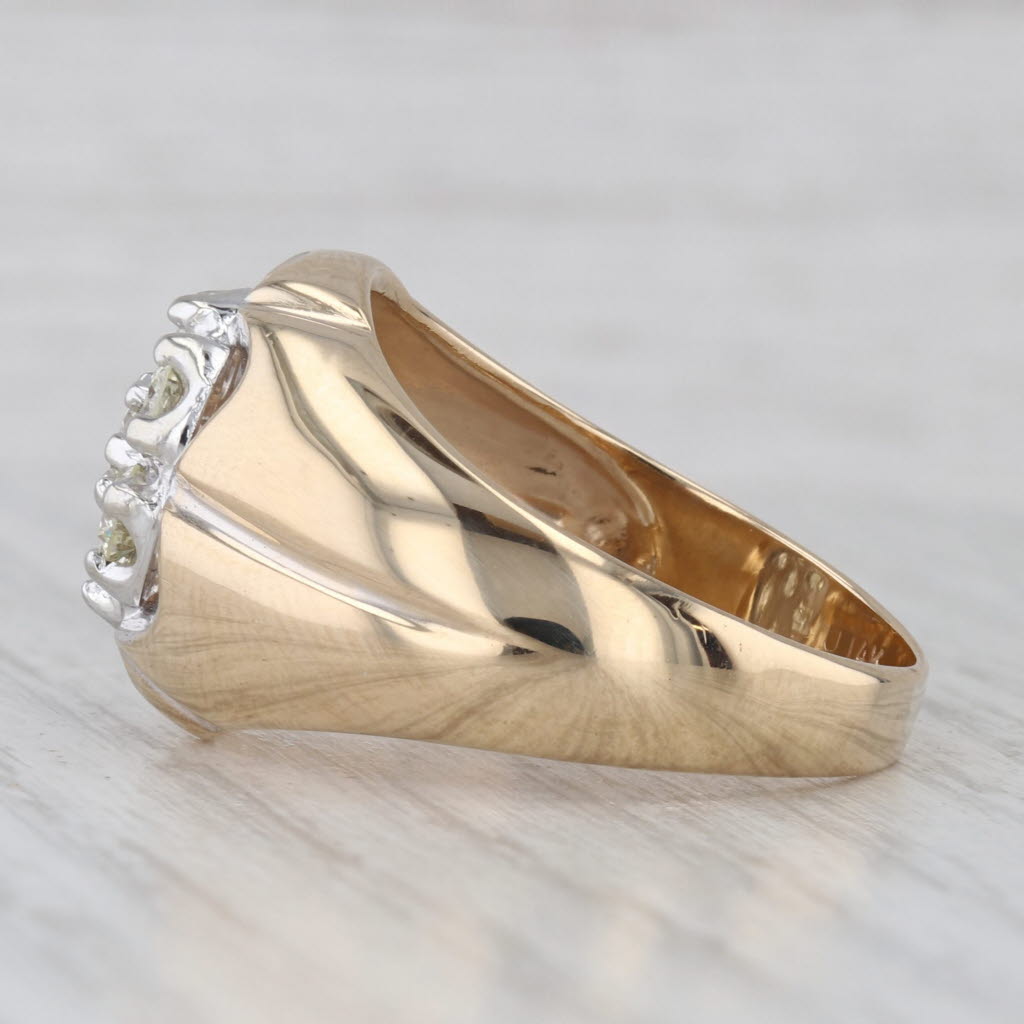 14ctw Vintage Diamond Cluster Belcher Setting Ring 14k Yellow Gold Size 11.5
