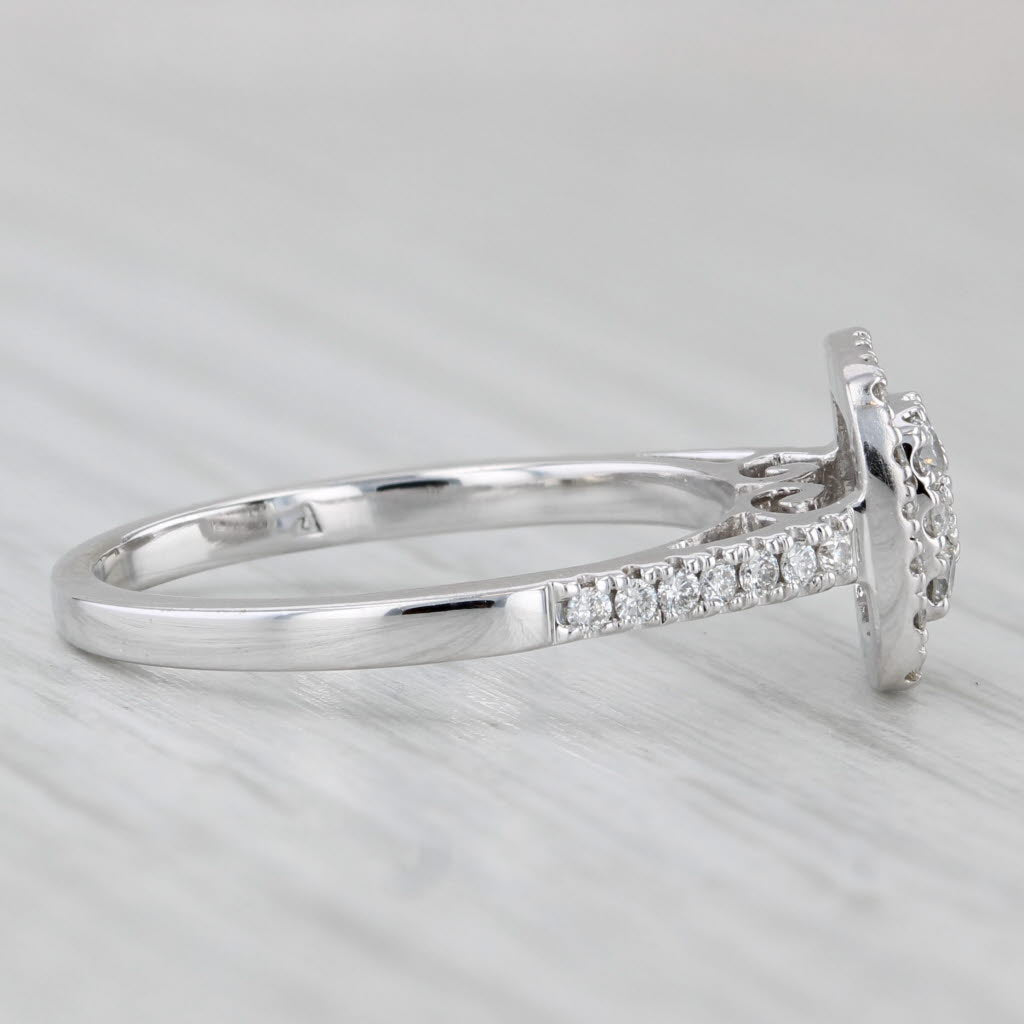 Gray 0.27ctw Diamond Cluster Halo Engagement Ring 14k White Gold Size 7