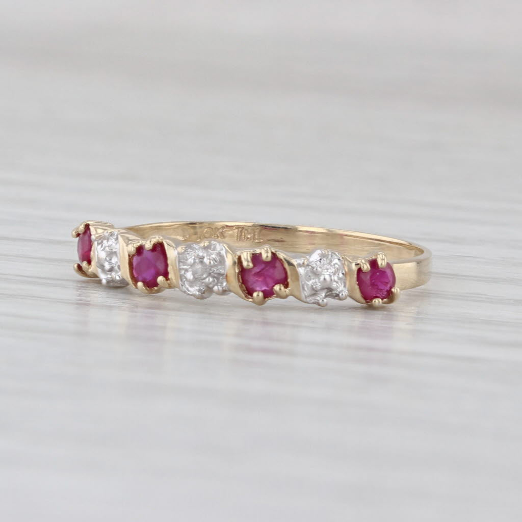 0.25ctw Ruby Diamond Stackable Ring 10k Yellow Gold Size 7
