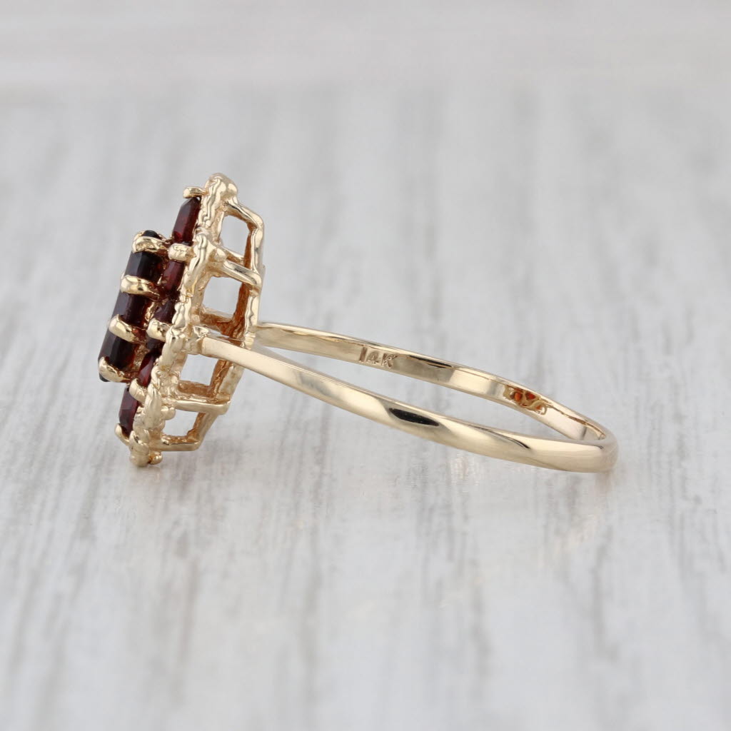 1.62ctw Garnet Flower Cluster Ring 14k Yellow Gold Size 9.25