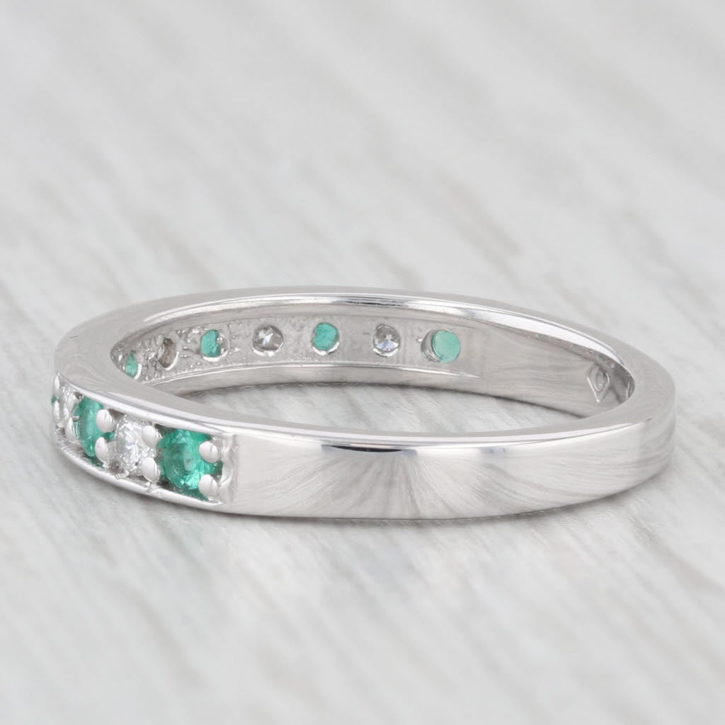 Light Gray 0.46ctw Diamond Emerald Stackable Ring 14k White Gold Size 6.75 Wedding Band