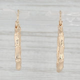 Light Gray Bamboo Hoop Earrings 14k Yellow Gold Snap Top Round Hoops